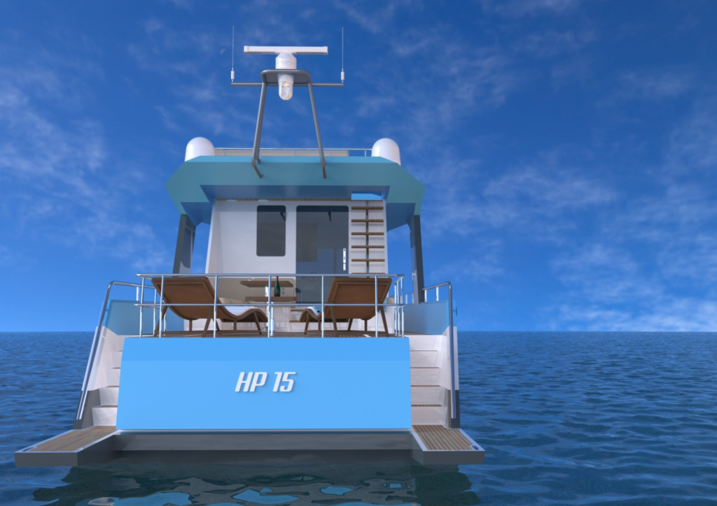 Exterior view of HP 15 motorboat